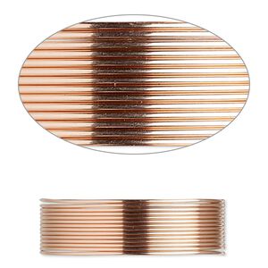 Wire, 12Kt rose gold-filled, dead-soft, round, 22 gauge. Sold per pkg of 5 feet.