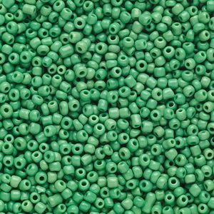Seed bead, Ming Tree&trade;, glass, pkg/1 pound, #11 round, opaque green.