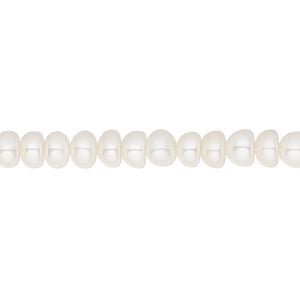 Pearl, White Lotus&trade;, cultured freshwater (bleached), white, 5.5-6mm button, B grade, Mohs hardness 2-1/2 to 4. Sold per 15-1/2" to 16" strand.