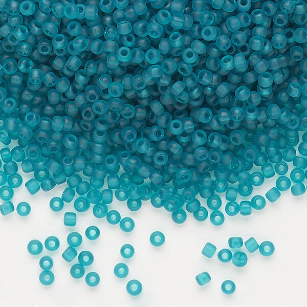 Seed bead, Dyna-Mites&trade;, glass, pkg/1/2kg, #11 round, translucent matte teal blue, (21MA 11/0 RR). image number 0