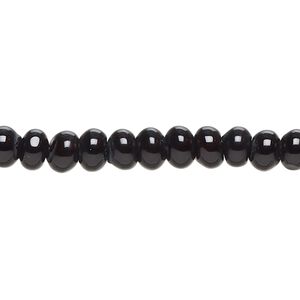 Bead, black onyx (dyed), 6x3mm-6x4mm rondelle, C grade, Mohs hardness 6-1/2 to 7. Sold per 15-inch strand.