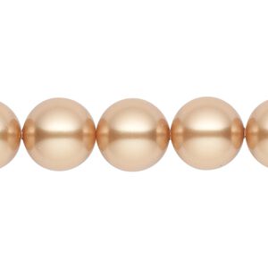 Pearl 100pk bright gold, Swarovski&reg; 12mm round 5810