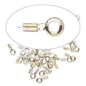 Crimp end 1pkg10 14Kt gold-filled, 3x1mm tube / loop / approx 0.4mm inside diameter