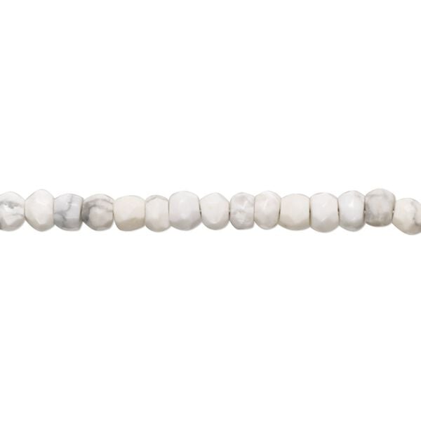 Howlite 1pkg1, hand-cut faceted rondelle bead natural 10 inch 4x2mm-5x3mm image number 0