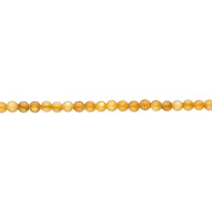 Mother-of-pearl shell 1pkg1, round bead 15.5 to 16 inch light amber 2mm
