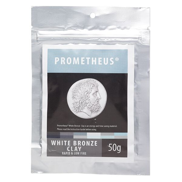 Prometheus&reg; white bronze clay, rapid and low fire formula, pkg/50g. image number 0