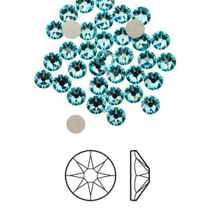 Flat back 144pk light turquoise foil back, Crystal Passions&reg; 3.8-4mm rose round SS16 2088