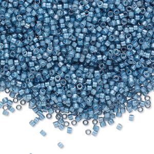 Seed bead, Delica&reg;, glass, pkg/50g, #11 round, translucent luminous inside dyed color dusk blue (DB-2054).