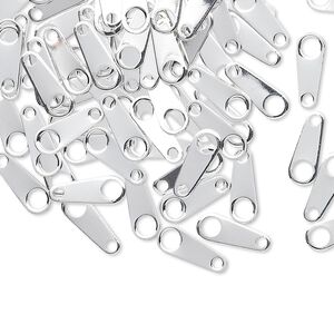 Chain tab 1pkg500 silver-plated, 10x4mm, brass