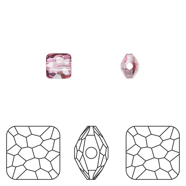 Bead 1pkg288 dark rose TCF&trade;, Swarovski&reg;, 6mm puffed square 5035 image number 0