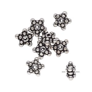 Bead 1pkg8 silver-plated, 9x5mm fancy star, copper antique
