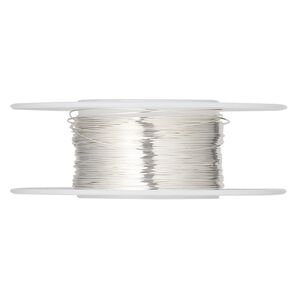 Wire, sterling silver, half-hard, round, 28 gauge. Sold per 1/4 ounce spool, approximately 33 feet.