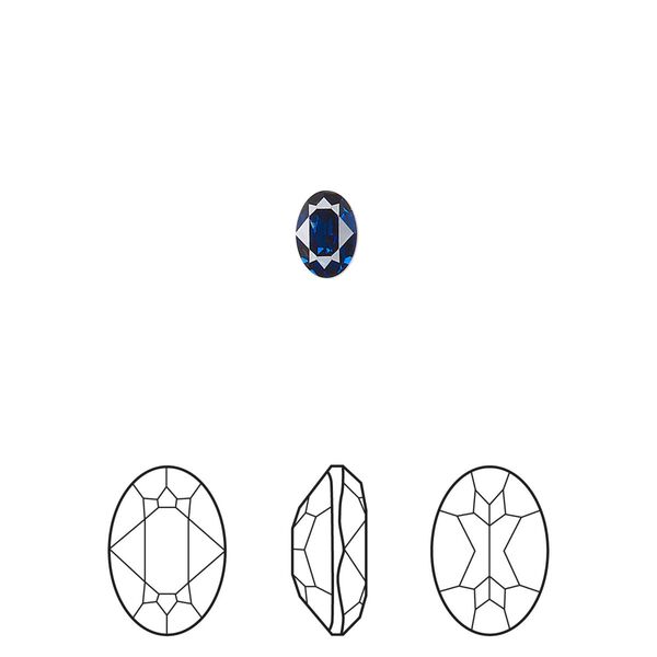 Fancy stone 360pk dark sapphire foil back, Swarovski&reg; ReCreated&trade; 6x4mm oval 4120 image number 0