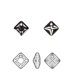 Drop 72pk crystal silver night, Swarovski&reg; 9mm pendant princess cut 6431