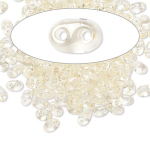 Seed bead, Preciosa Twin&trade; Czech glass, pkg/50g, 5x2.5mm oval, transparent blond flare clear, (20200).