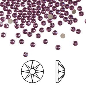 Flat back 144pk dark rose foil back, Crystal Passions&reg; 2.5 to 2.7mm rose round SS9 2058