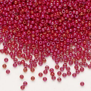 Seed bead, Preciosa Ornela Czech glass, pkg/500g, #11 rocaille, opaque rainbow ruby red, (94210).