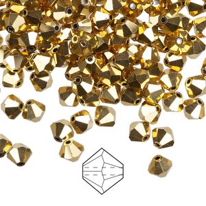 Bead 24pk crystal aurum, Preciosa Czech crystal 5mm bicone