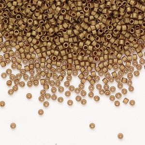 Seed bead, Miyuki Delica&reg;, glass, pkg/50g, #11 round, opaque matte metallic light bronze (DB0322L).