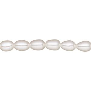 Pearl, White Lotus&trade;, cultured freshwater (bleached), white, 5-7mm rice, B grade, Mohs hardness 2-1/2 to 4. Sold per 15-1/2" to 16" strand.