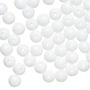 Bead, Czech glass druk 1pkg60, opaque white, 6mm round.