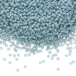 Seed bead, Miyuki, glass, pkg/35g, #15 rocaille, Duracoat&reg; opaque outside dyed moody blue, (RR-4479).