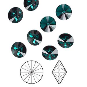 Chaton 8pk emerald foil back, Crystal Passions&reg; 8.16-8.41mm rivoli SS39 1122