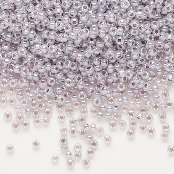 Seed bead, Dyna-Mites&trade;, glass, pkg/1/2kg, #11 round, opaque ceylon pastel grey/lilac, (341 11/0 RR). image number 0