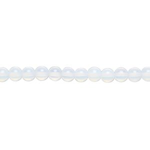 Bead, sea "opal" (glass), translucent to semitranslucent, 4mm round. Sold per 15-1/2" to 16" strand.