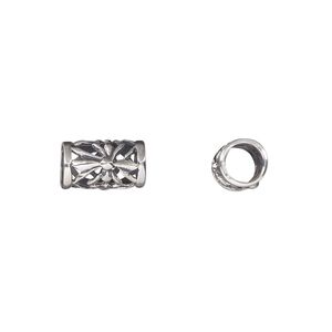 Bead 1pkg1 sterling silver, 11x7mm tube / cutout flower