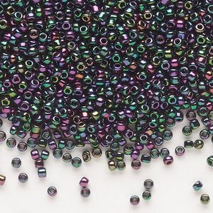 Seed bead, Dyna-Mites&trade;, glass, pkg/1/2kg, #11 round, opaque iris rainbow bronze, (924R 11/0 RR).