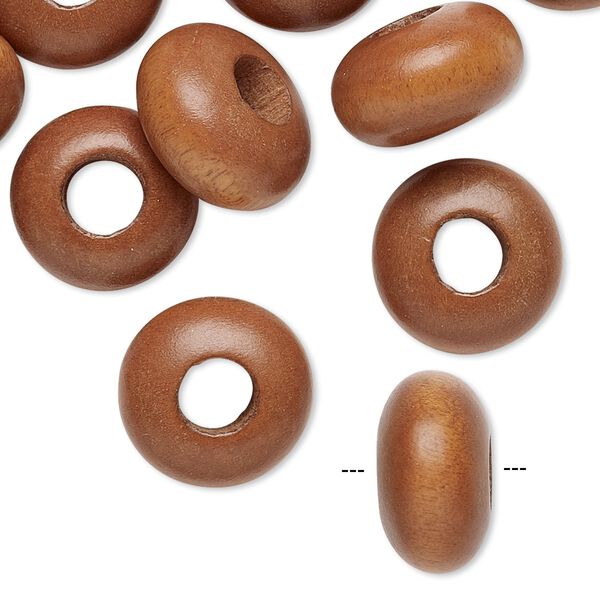 Bead, Dione&reg;, Taiwanese cheesewood (dyed / waxed), light brown, 13x8mm-15x10mm rondelle. Sold per pkg of 12. image number 0