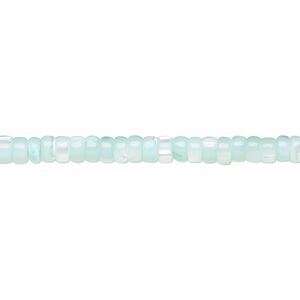 Mother-of-pearl shell 1pkg1, heishi bead 15.5 to 16 inch aqua blue 3x2mm