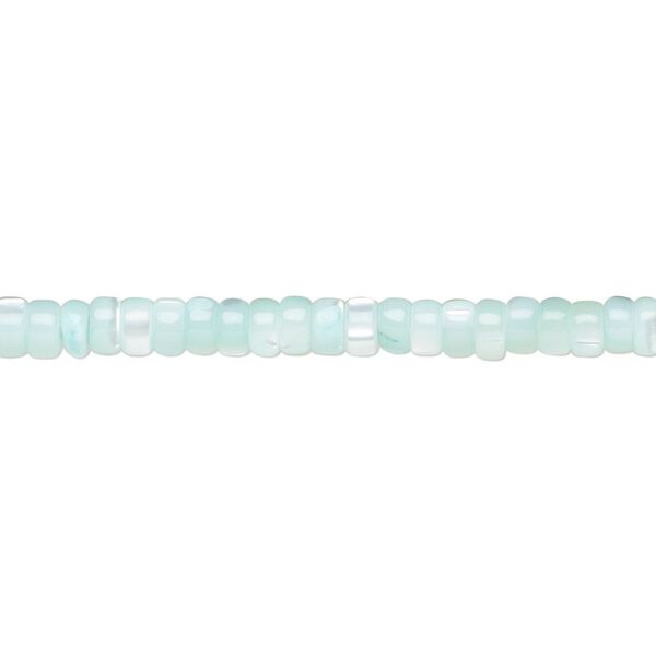 Mother-of-pearl shell 1pkg1, heishi bead 15.5 to 16 inch aqua blue 3x2mm image number 0