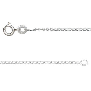 Chain 1pkg1 sterling silver curb, 1.3mm long / mixed clasp, Gossamer&trade; 16 inch