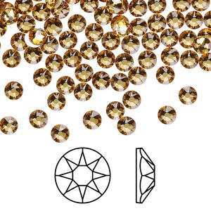 Flat back 144pk golden topaz foil back, Crystal Passions&reg; 3.8-4mm rose round SS16 2088