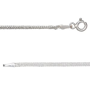 Chain 1pkg1 sterling silver curb, 2mm double / mixed clasp, 16 inch