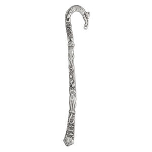 Bookmark, antiqued pewter (tin-based alloy), 5-1/2 inches with double-sided cat design and loop. Sold individually.