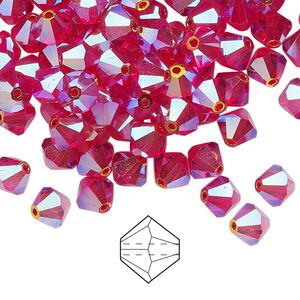 Bead 288pk light Siam AB 2X, Preciosa Czech crystal 6mm bicone