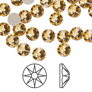 Flat back 144pk golden topaz foil back, Crystal Passions&reg; 6.32-6.5mm rose round SS30 2088