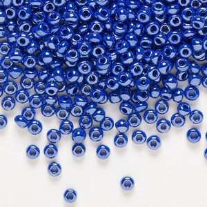 Seed bead, Preciosa Ornela Czech glass, pkg/50g, #8 rocaille, opaque luster blue, (38060).