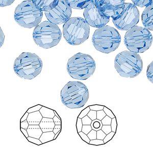 Bead 144pk light sapphire, Crystal Passions&reg; 8mm round 5000