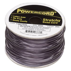 Cord, Powercord&reg;, elastic, light grey, 2mm, 21.5-pound test. Sold per 25-meter spool.