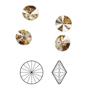 Chaton 8pk crystal golden shadow foil back, Crystal Passions&reg; 8.16-8.41mm rivoli SS39 1122