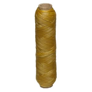 Cord, sinew (dyed / imitation), tan, 3mm diameter, 70-pound test. Sold per 20-yard spool.