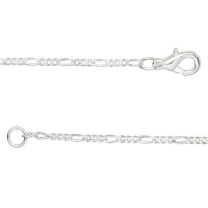 Chain 1pkg1 long & short, 1.6mm oval / lobster claw clasp, silver-finished brass / steel 23 inch