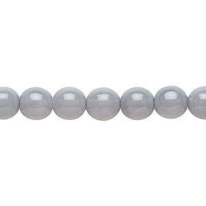 Bead, Czech dipped d&eacute;cor glass druk, blue grey, 8mm round. Sold per 15-1/2" to 16" strand.