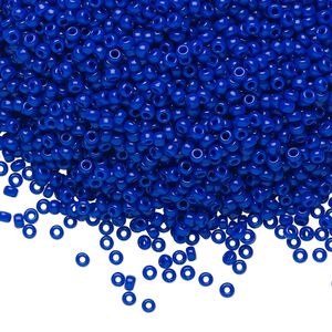 Seed bead, Miyuki, glass, pkg/25g, #11 rocaille, opaque cobalt, (RR-414).