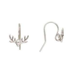Ear wire fishhook 1pkg2 Amoracast&reg; sterling silver, 13mm / 12x8mm antler / open loop, 20 gauge 1 pair