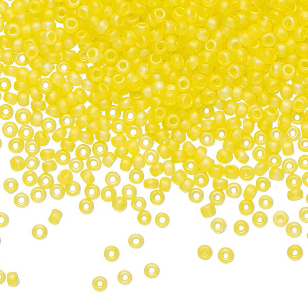 Seed bead, TOHO BEADS&reg;, glass, pkg/250g, #11 round, translucent rainbow frosted lemon (TR-11-175F). image number 0